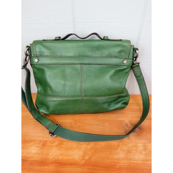 Fossil Long Live Vintage Maddox Crossbody Purse Green Genuine Leather Key Charm - Picture 12 of 16